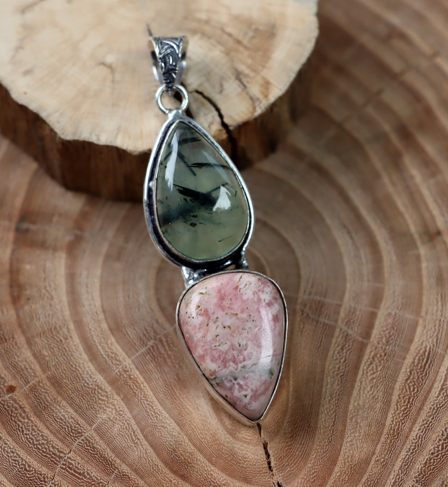 Přívěšek rodochrosit epidot v prehnitu - Supreme Panthers