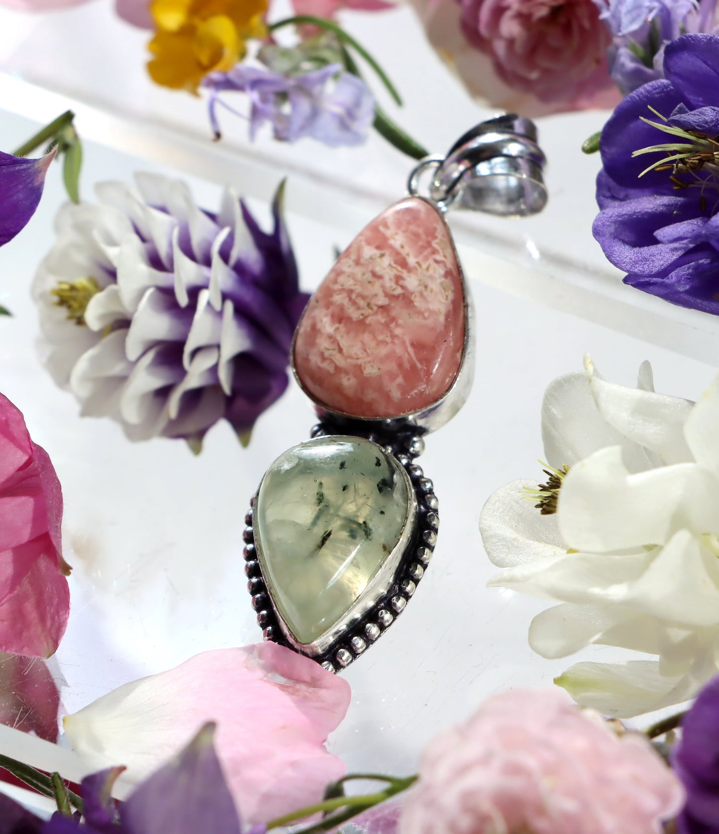 Přívěšek rodochrosit epidot v prehnitu - Supreme Panthers