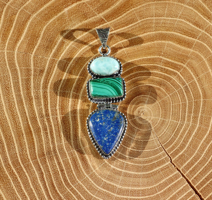 Přívěšek Lapis lazuli larimar malachit