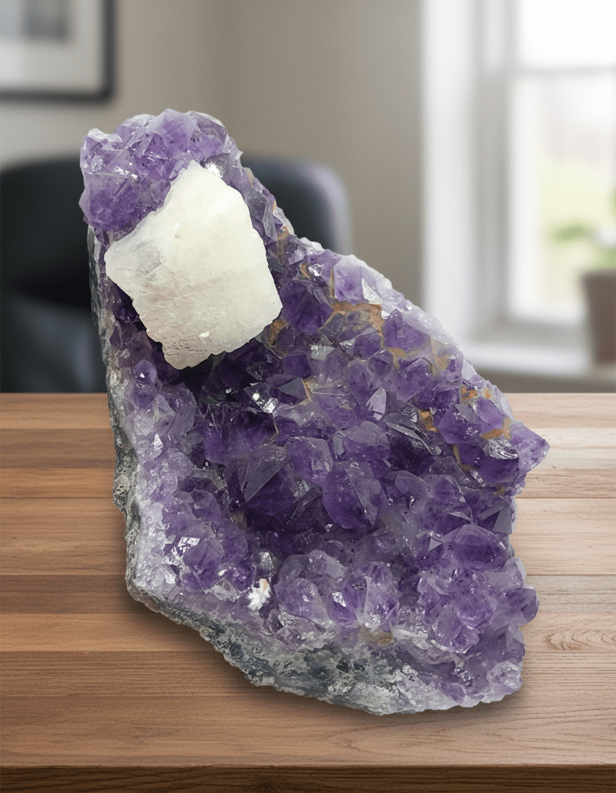 Ametystová drúza s kalcitem - Supreme Panthers