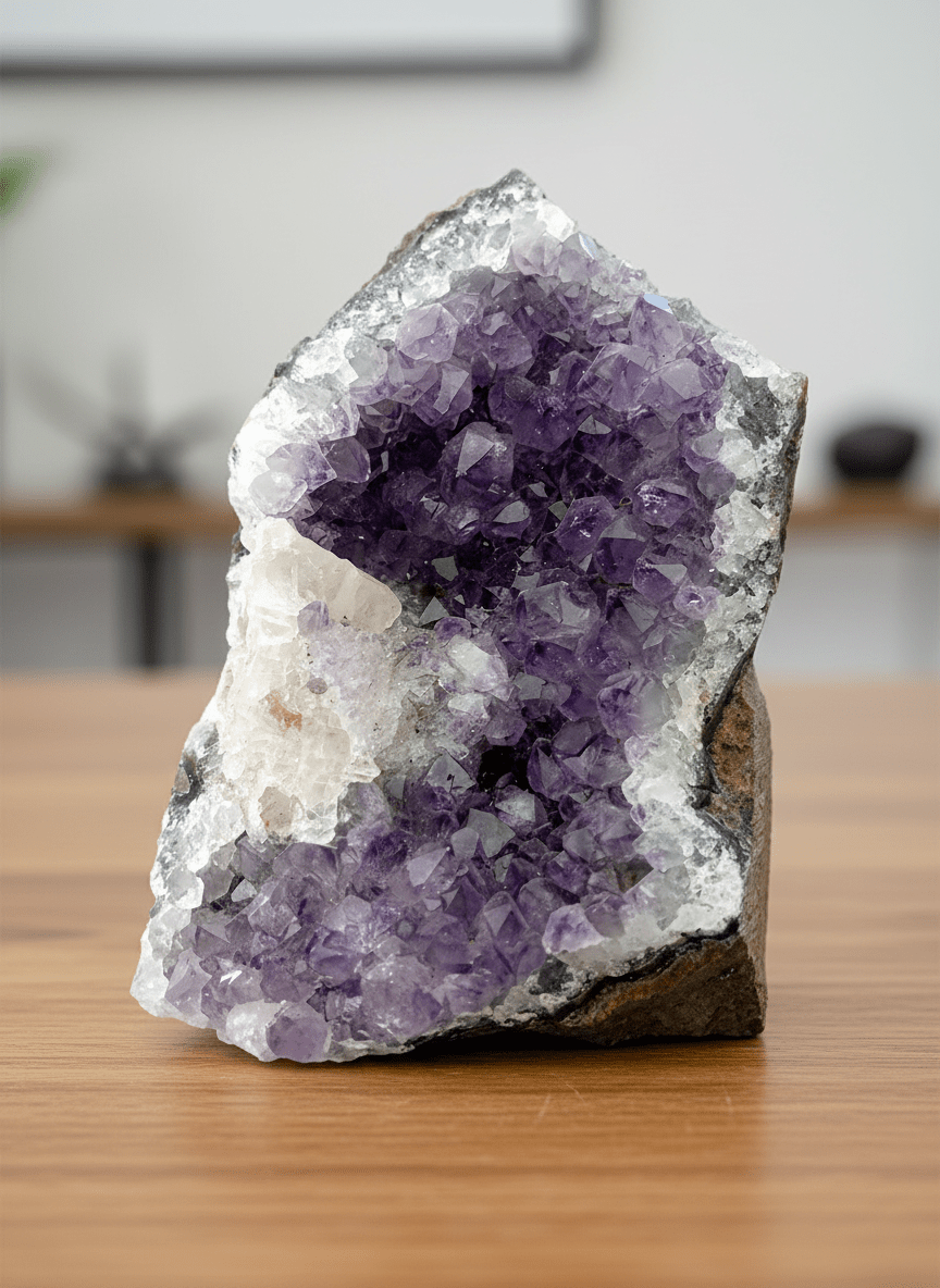 Ametystová drúza s kalcitem - Supreme Panthers