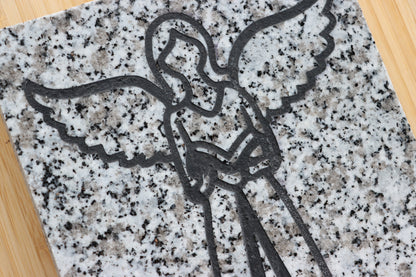 Gravírovaný andílek ve sněhové žule - Supreme Panthers