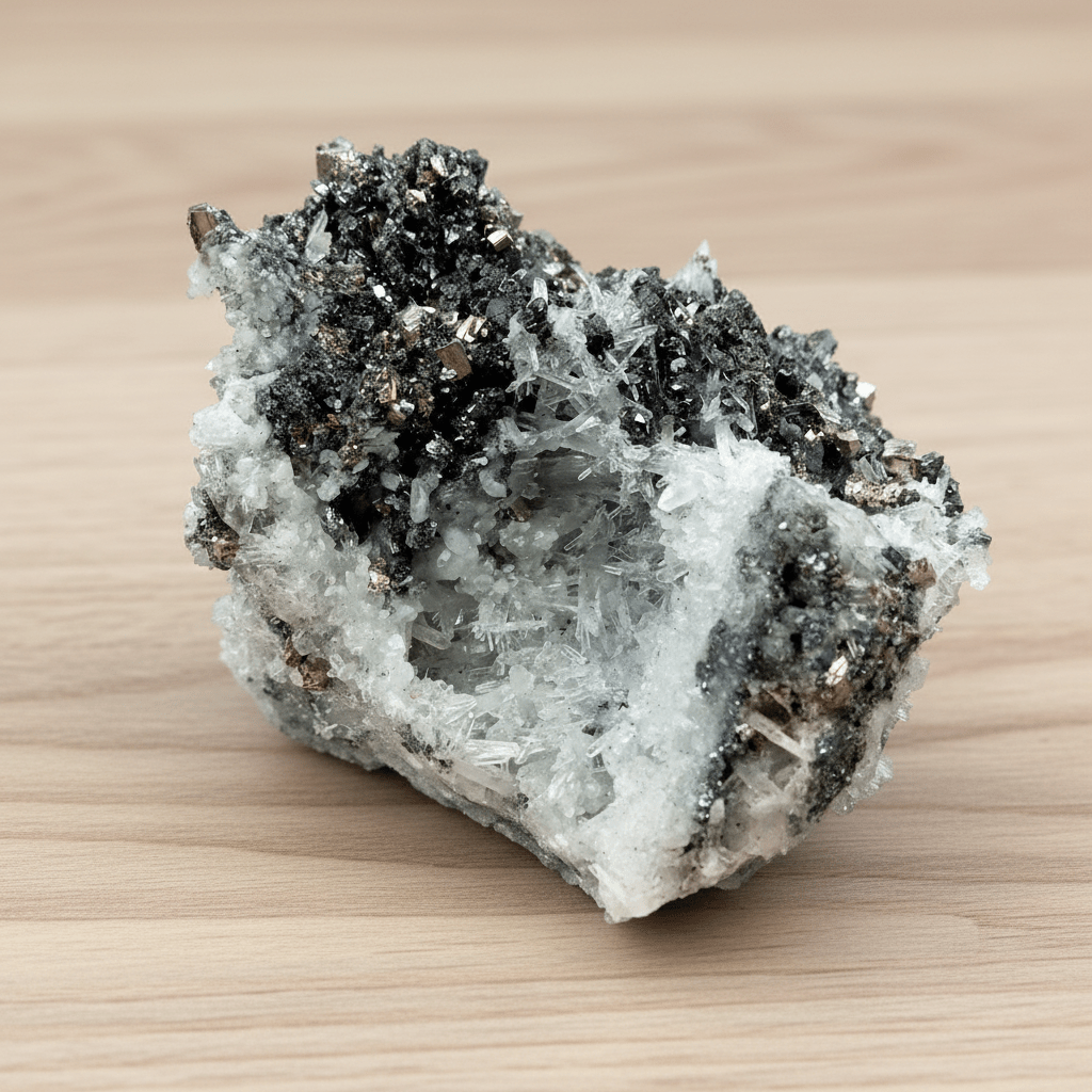 Křišťálová drúza s pyritem a galenitem - Supreme Panthers