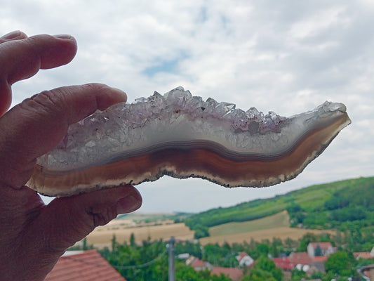 Leštěný ametyst s mechovým achátem a křišťálem - Supreme Panthers