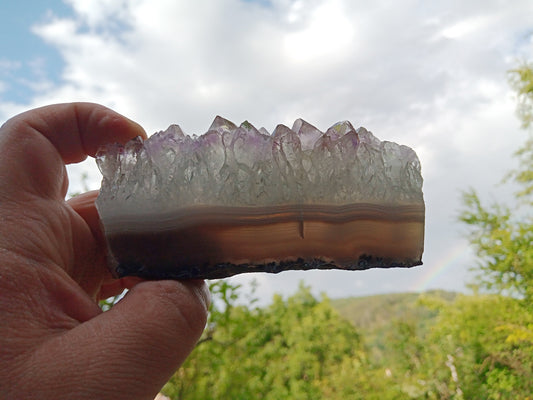 Leštěný ametyst s mechovým achátem a křišťálem - Supreme Panthers