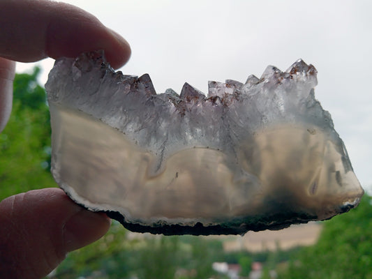 Leštěný ametyst s mechovým achátem a sagenitem - Supreme Panthers