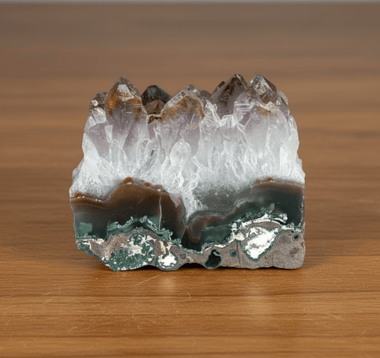 Leštěný ametyst s mechovým achátem a sagenitem - Supreme Panthers