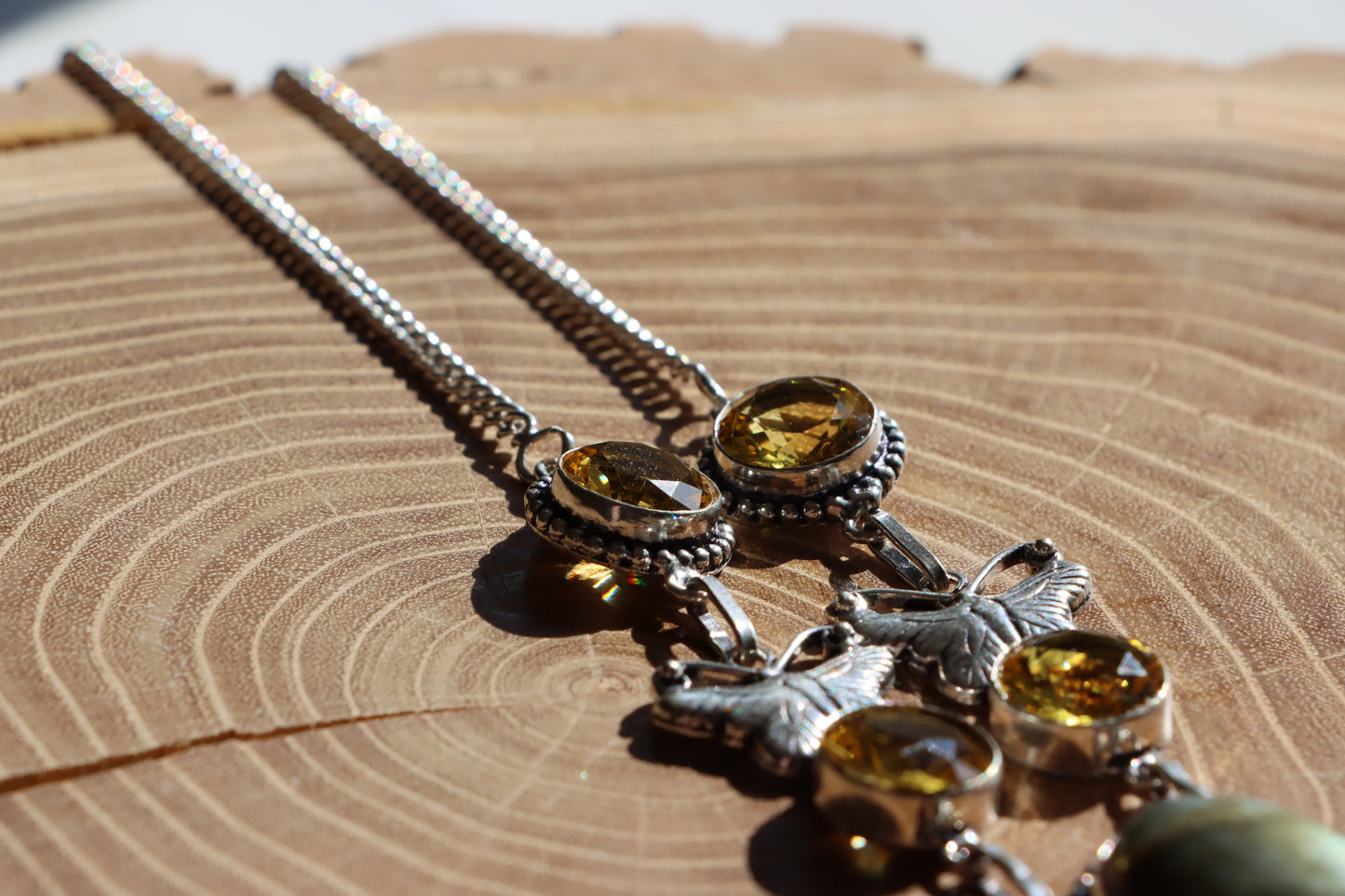 Náhrdelník labradorit a citrín – kabošon a fazet - Supreme Panthers