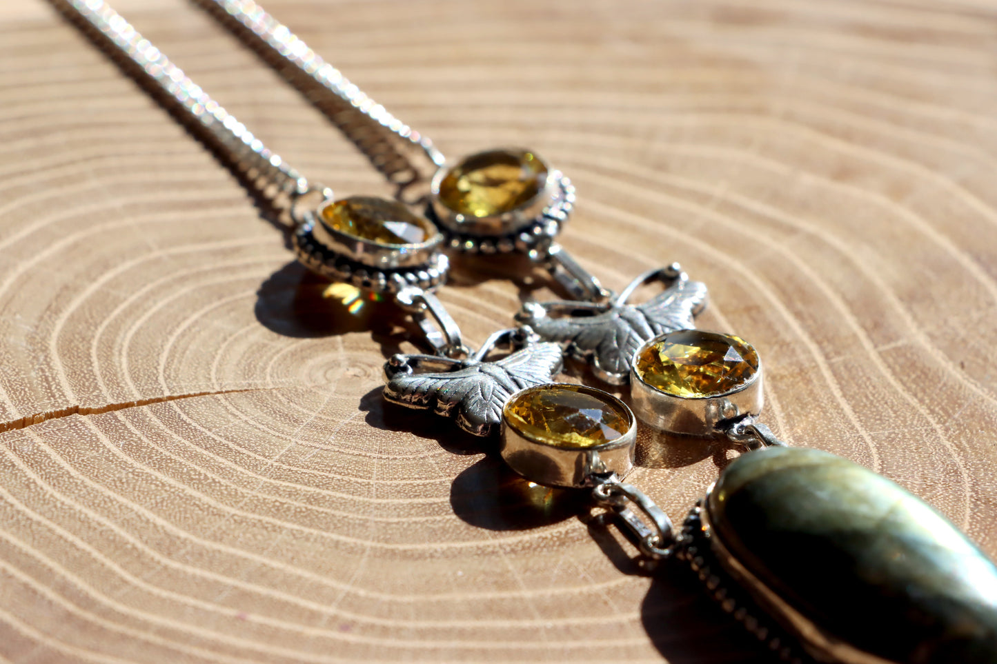 Náhrdelník labradorit a citrín – kabošon a fazet - Supreme Panthers