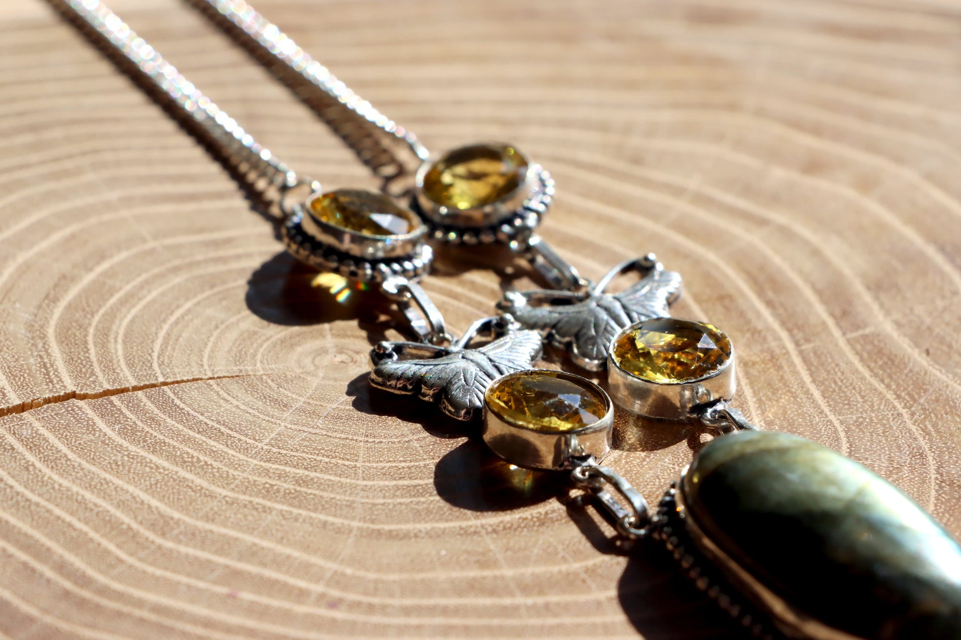 Náhrdelník labradorit a citrín – kabošon a fazet - Supreme Panthers