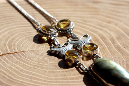 Náhrdelník labradorit a citrín – kabošon a fazet - Supreme Panthers