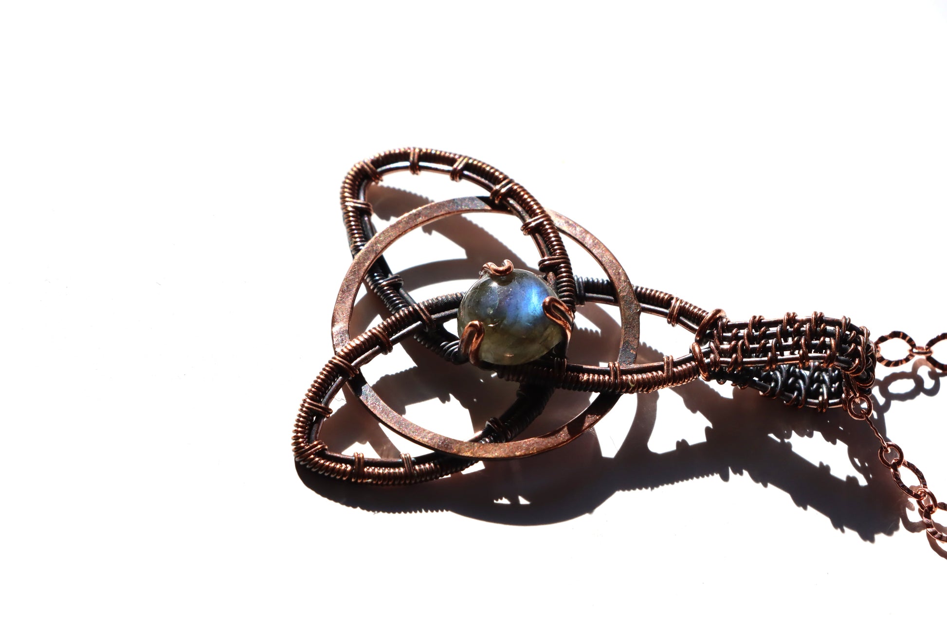 Náhrdelník s labradoritem měděný "Hvězdná smyčka" - Supreme Panthers