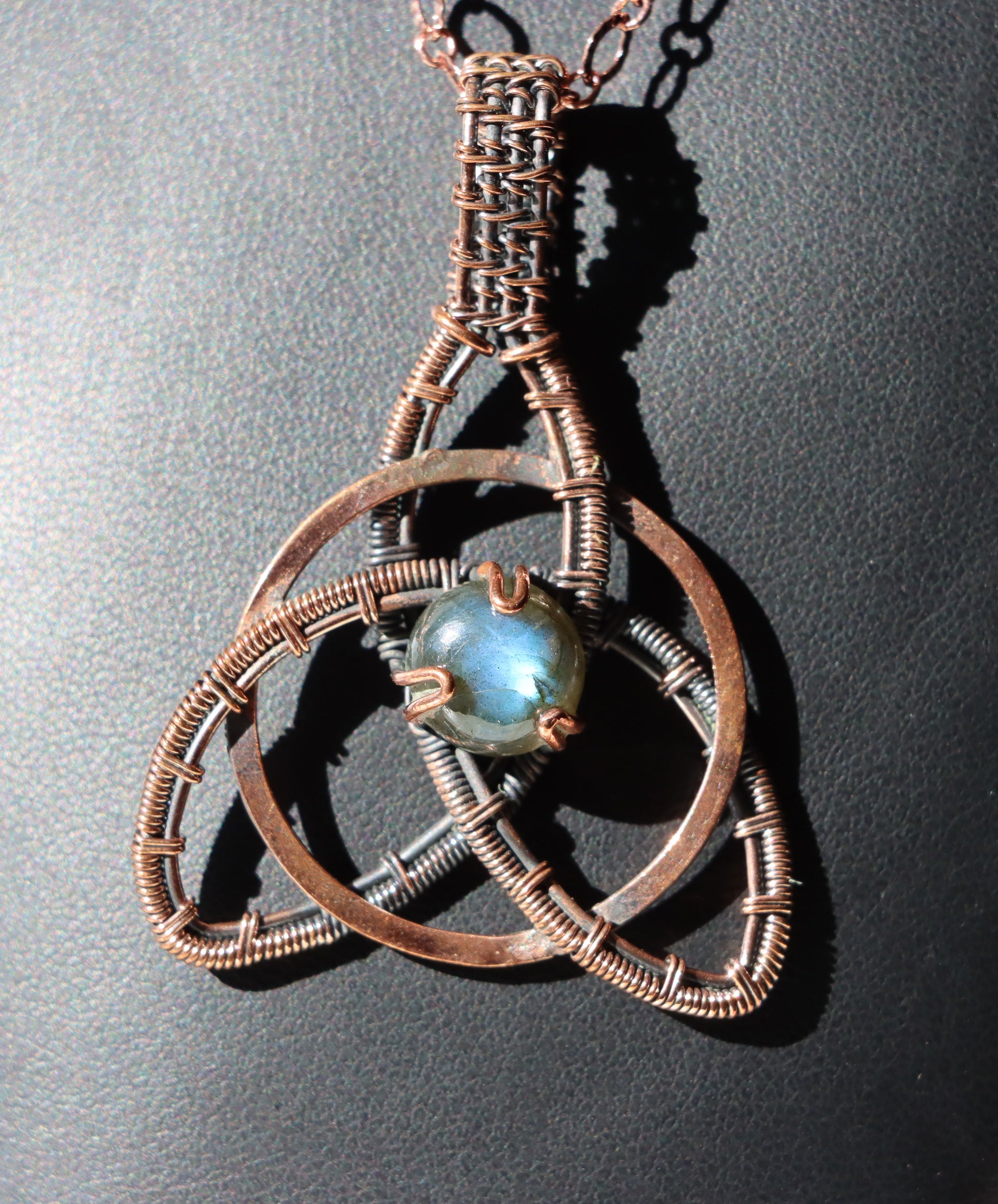 Náhrdelník s labradoritem měděný "Hvězdná smyčka" - Supreme Panthers