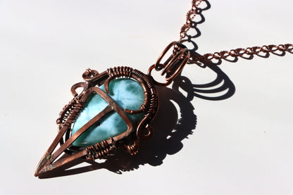 Náhrdelník s larimarem měďený "Strážce laguny" - Supreme Panthers