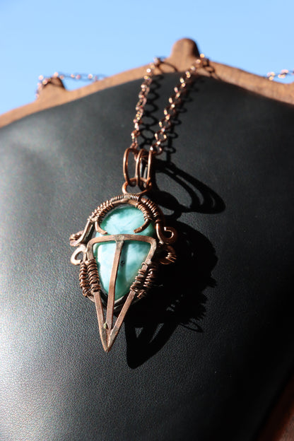 Náhrdelník s larimarem měďený "Strážce laguny" - Supreme Panthers