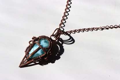 Náhrdelník s larimarem měďený "Strážce laguny" - Supreme Panthers