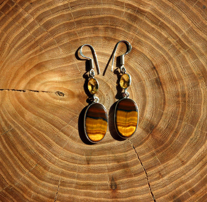 Náušnice citrín fazetový tygří oko - Supreme Panthers