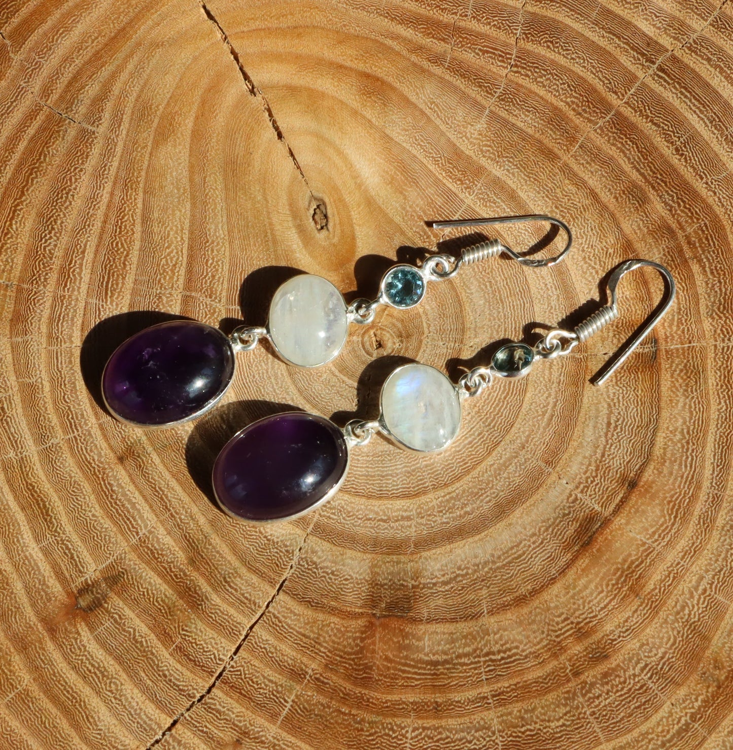 Náušnice topaz fazetový měsíční kámen ametyst - Supreme Panthers