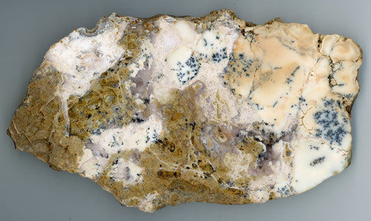 Opál oranžový bílý dendritický s chalcedonem leštěný - Supreme Panthers