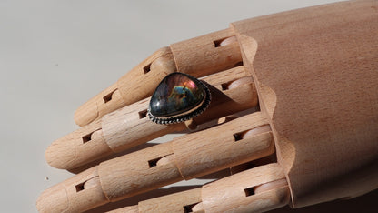 Prsten labradorit modrooranžový