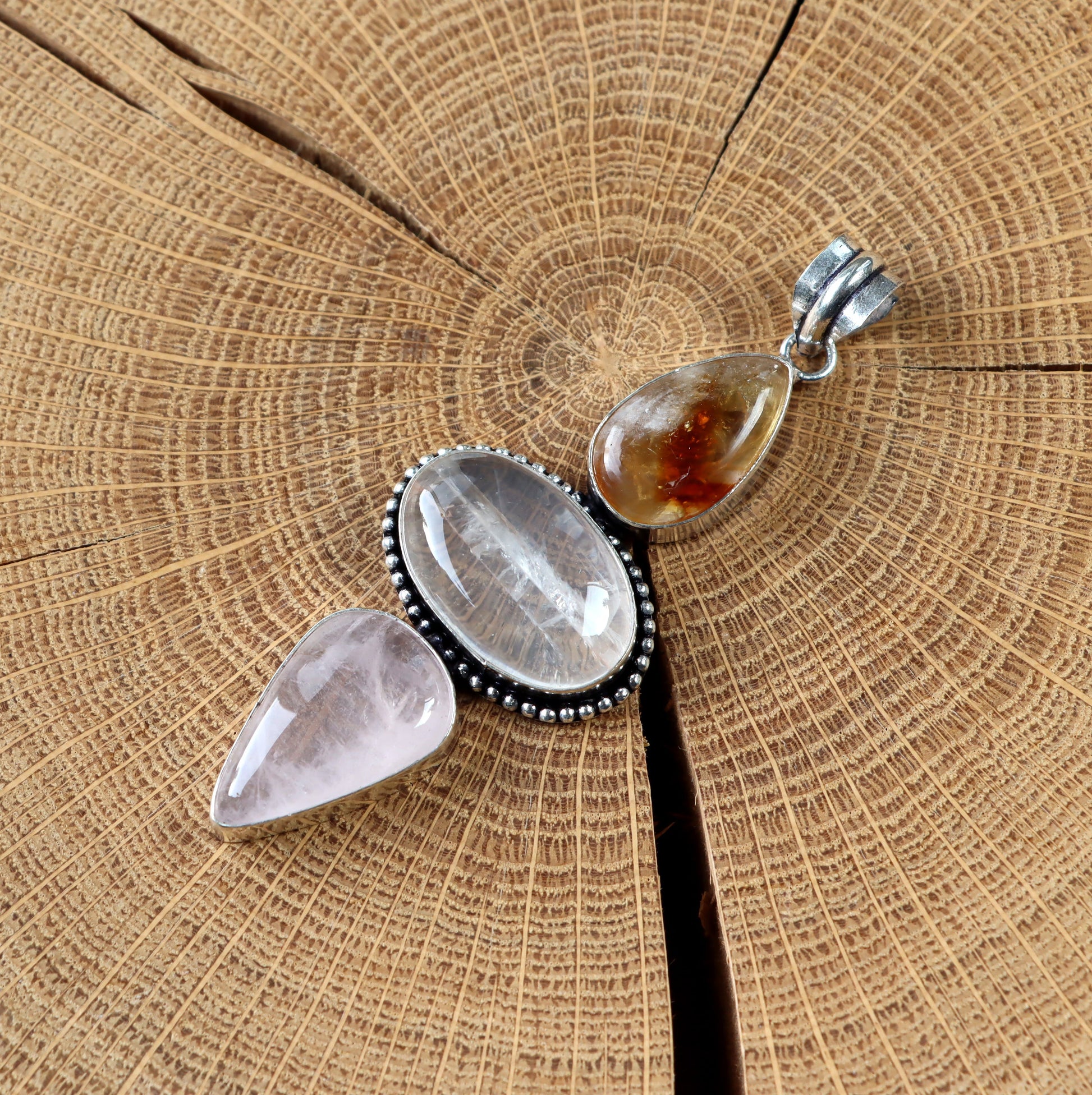 Přívěšek čirý křišťál citrín růženín - Supreme Panthers