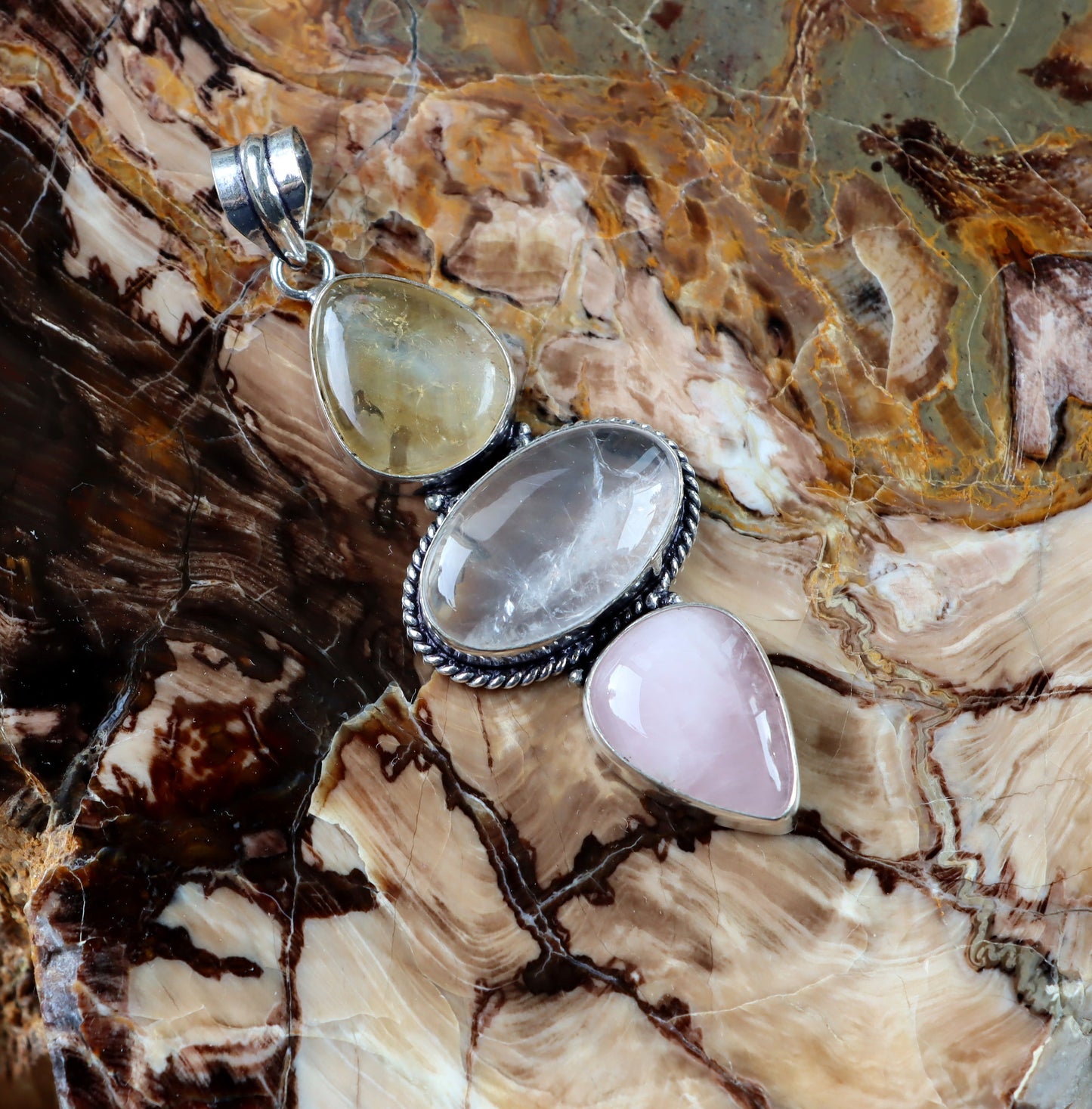 Přívěšek čirý křišťál citrín růženín - Supreme Panthers