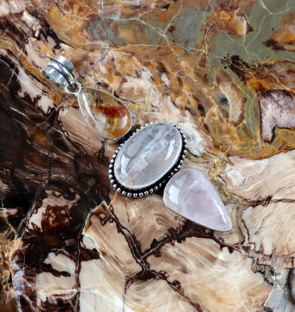 Přívěšek čirý křišťál citrín růženín - Supreme Panthers