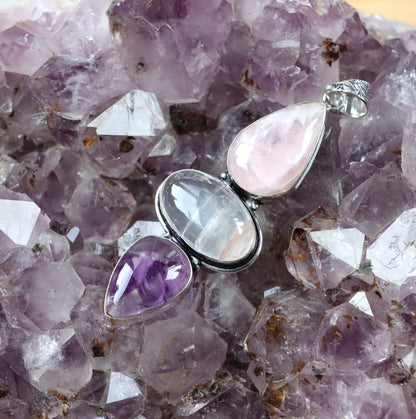 Přívěšek čirý křišťál růženín ametyst - Supreme Panthers