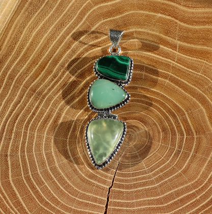 Přívěšek malachit chryzopras epidot v prehnitu - Supreme Panthers