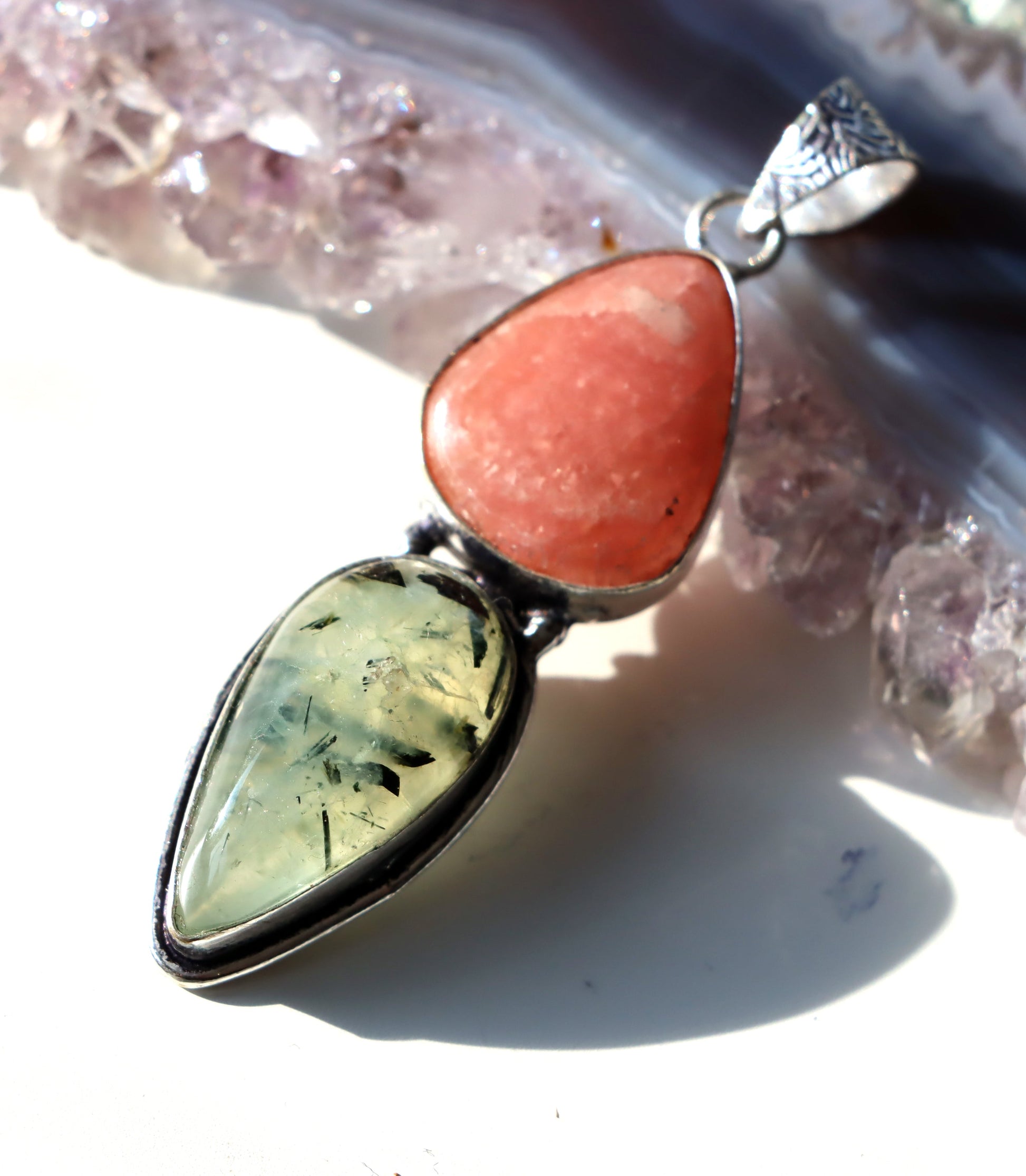 Přívěšek rodochrosit epidot v prehnitu - Supreme Panthers