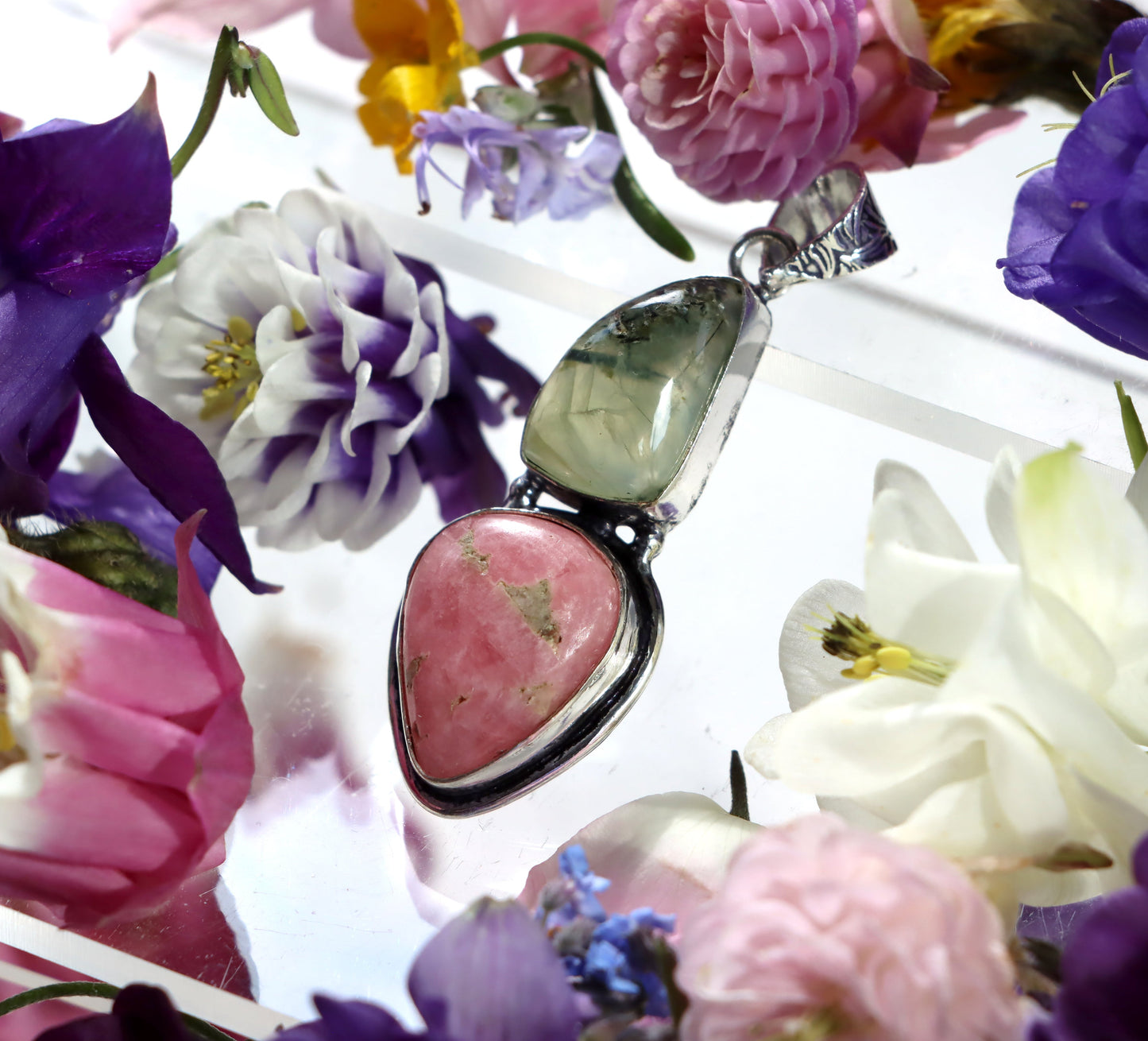 Přívěšek rodochrosit epidot v prehnitu - Supreme Panthers