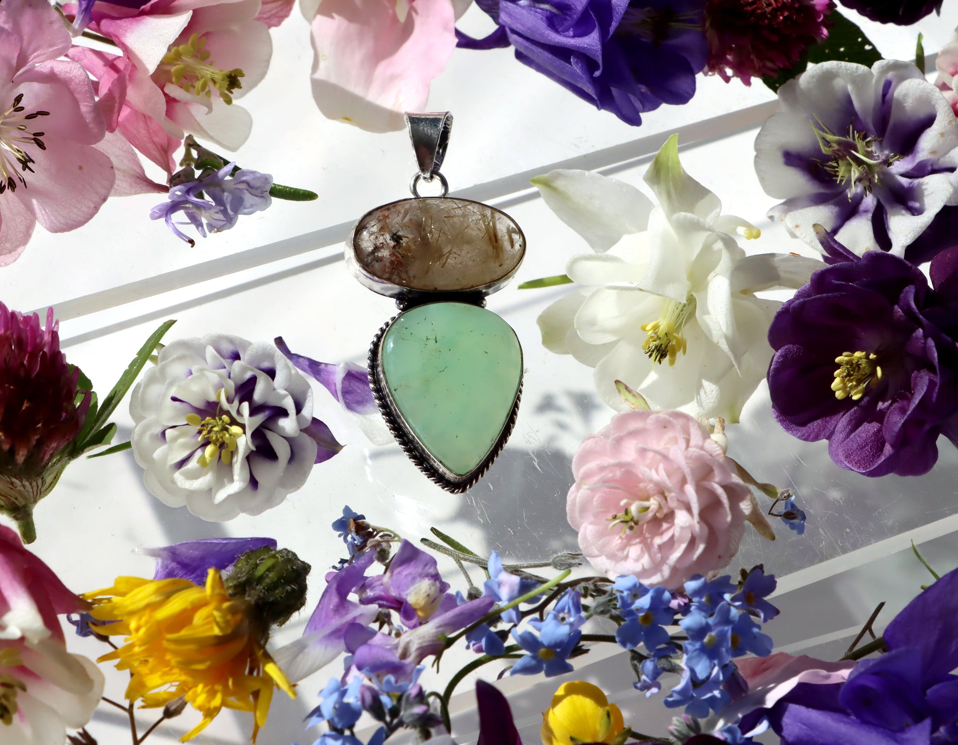 Přívěšek rutil v křišťálu chryzopras - Supreme Panthers