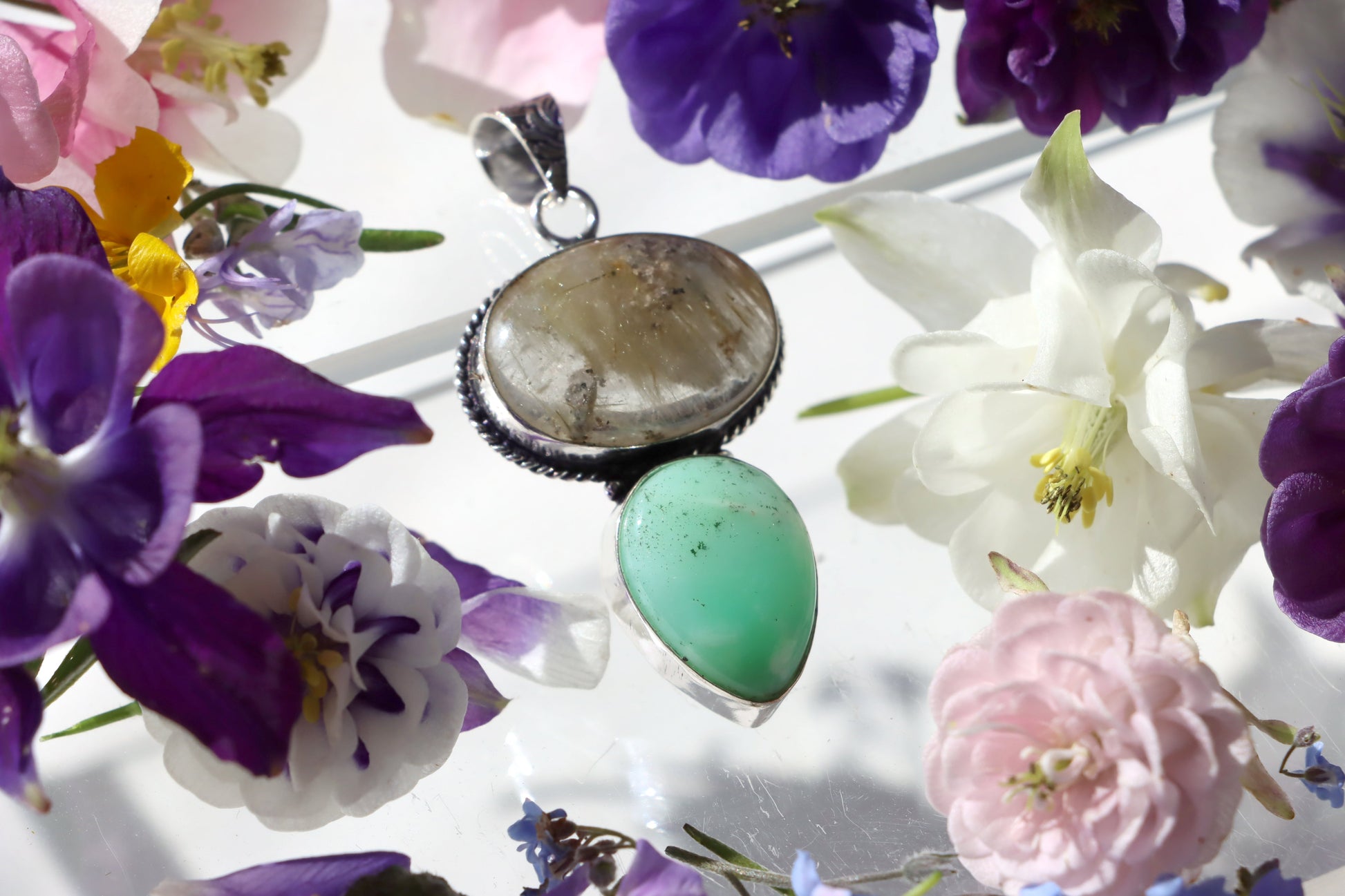 Přívěšek rutil v křišťálu chryzopras - Supreme Panthers