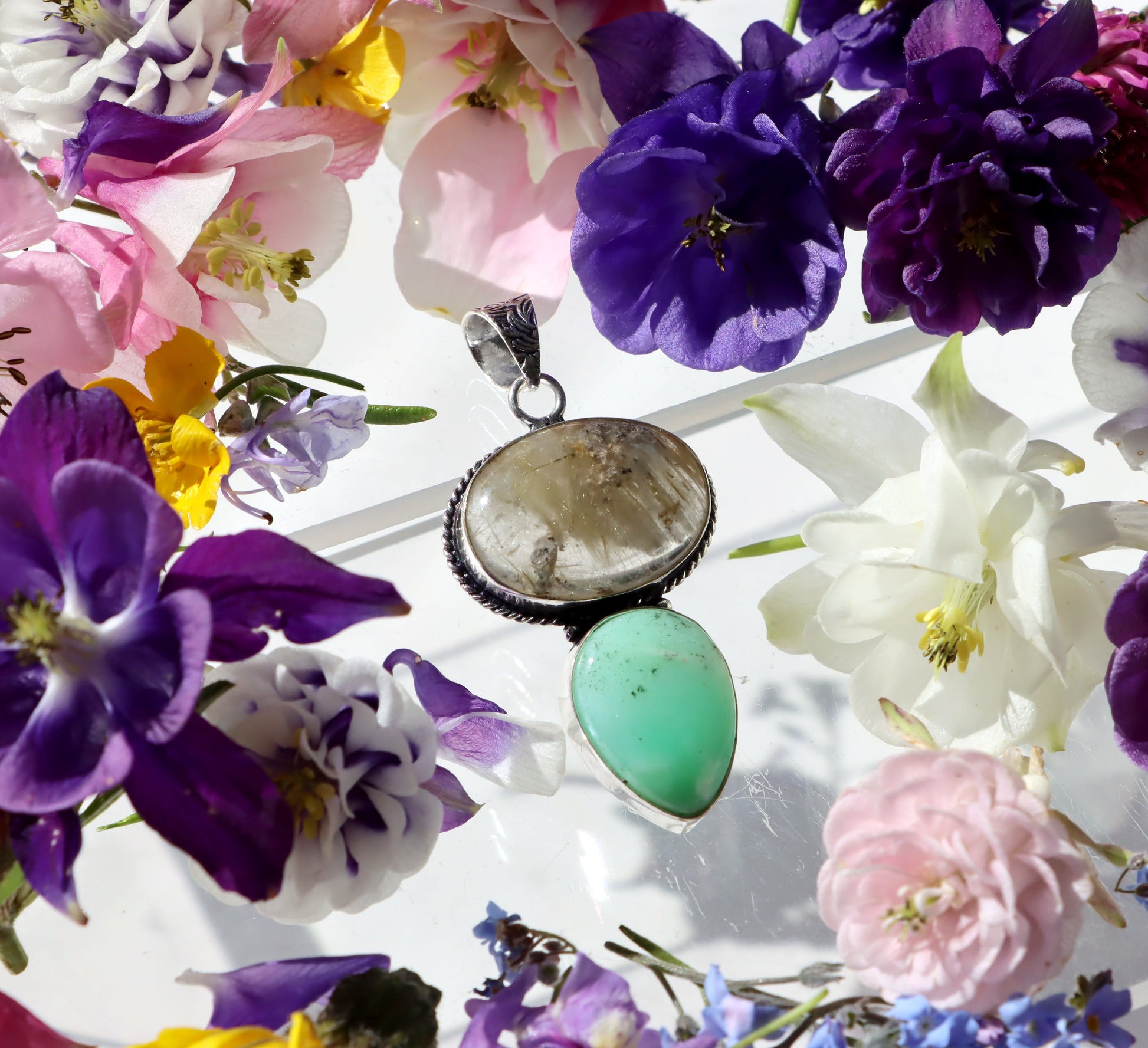 Přívěšek rutil v křišťálu chryzopras - Supreme Panthers