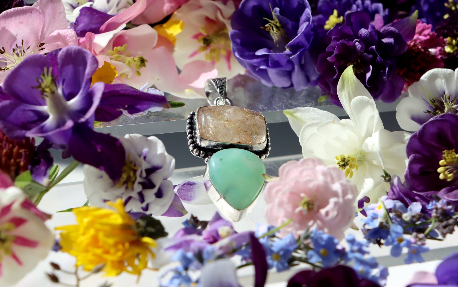 Přívěšek rutil v křišťálu chryzopras - Supreme Panthers