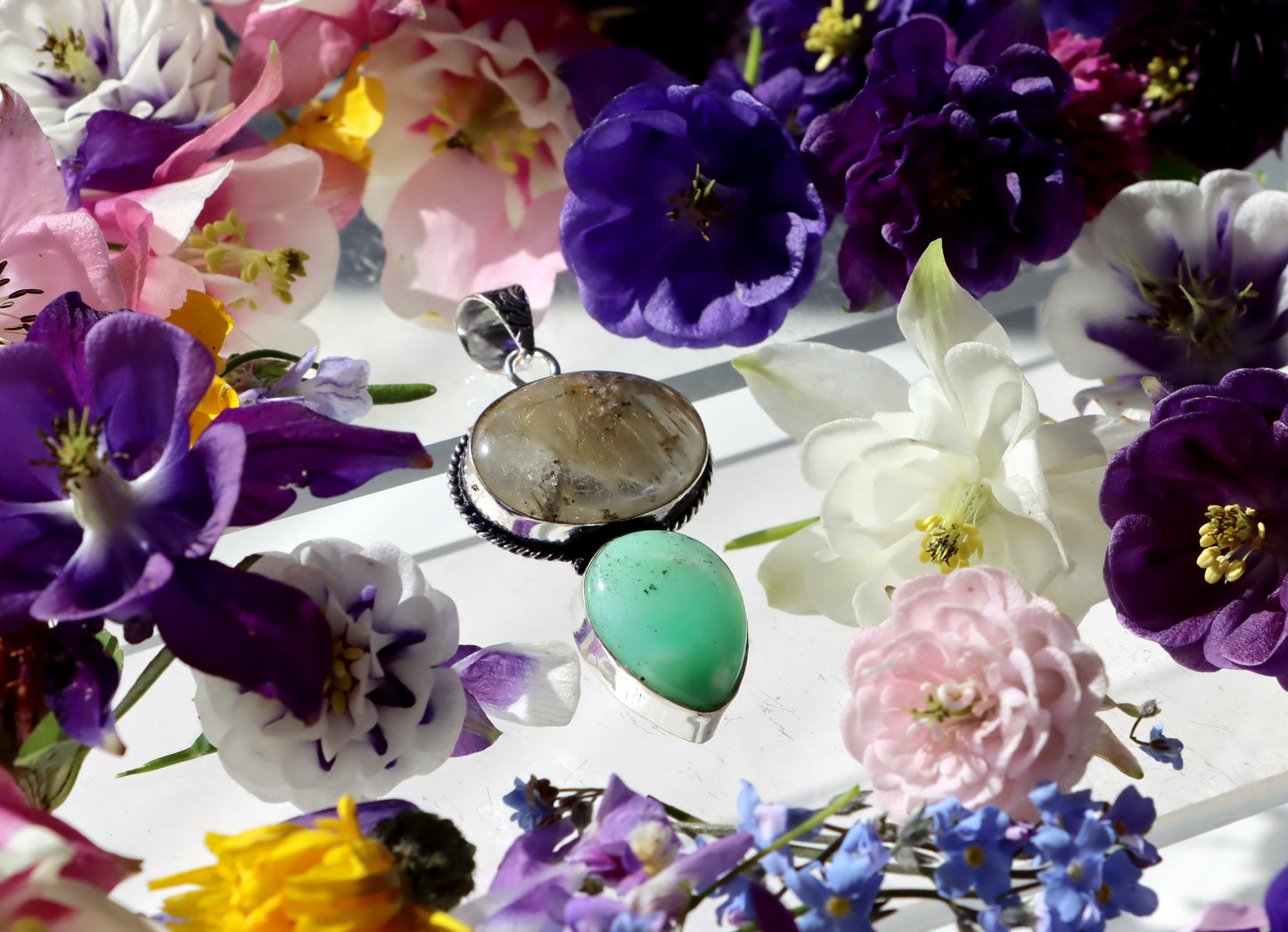 Přívěšek rutil v křišťálu chryzopras - Supreme Panthers