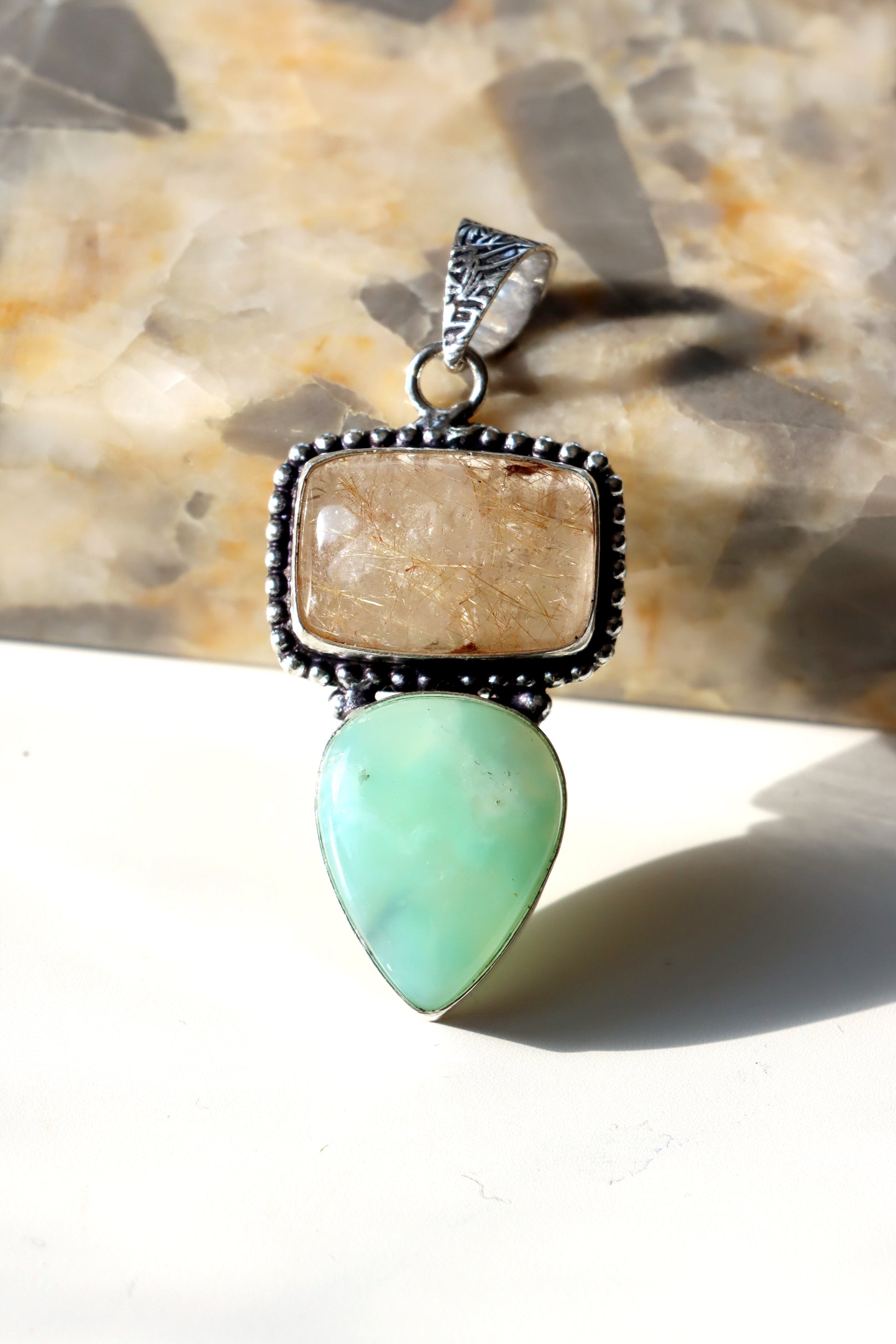 Přívěšek rutil v křišťálu chryzopras - Supreme Panthers