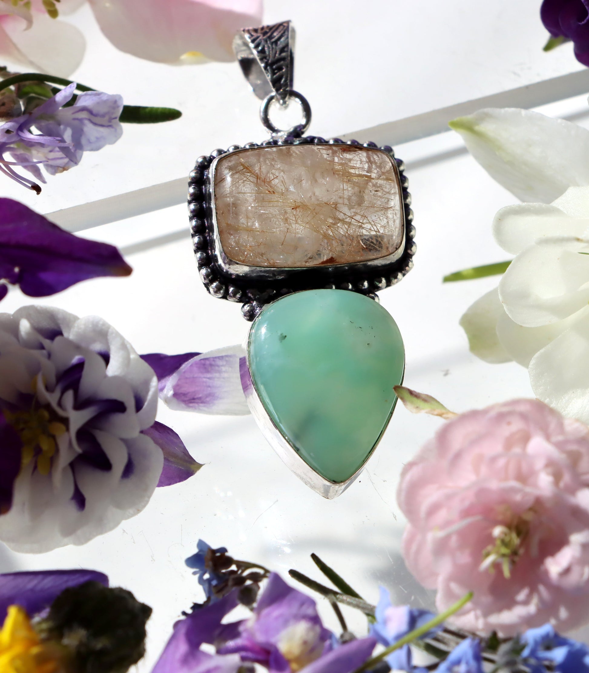 Přívěšek rutil v křišťálu chryzopras - Supreme Panthers