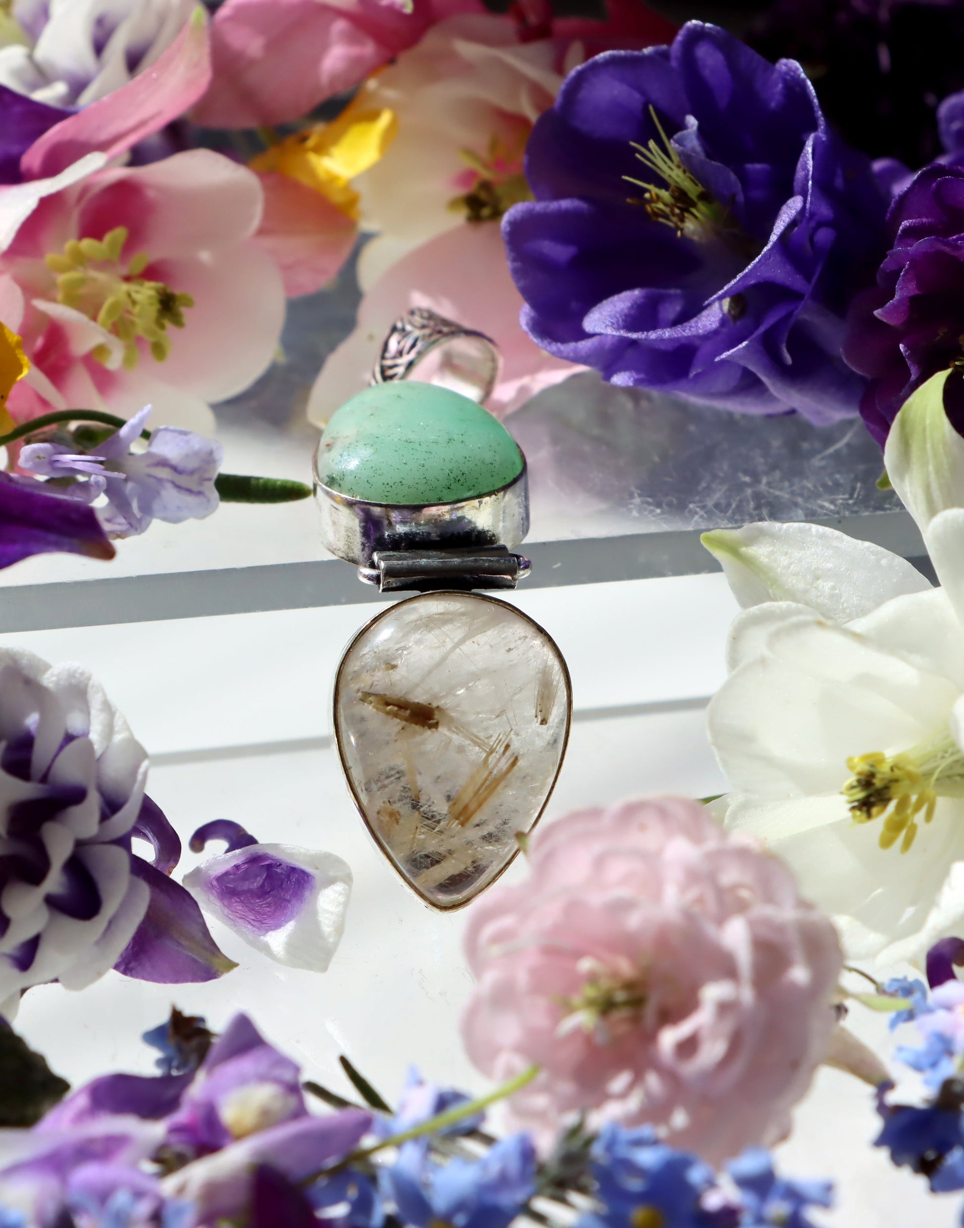 Přívěšek rutil v křišťálu chryzopras - Supreme Panthers