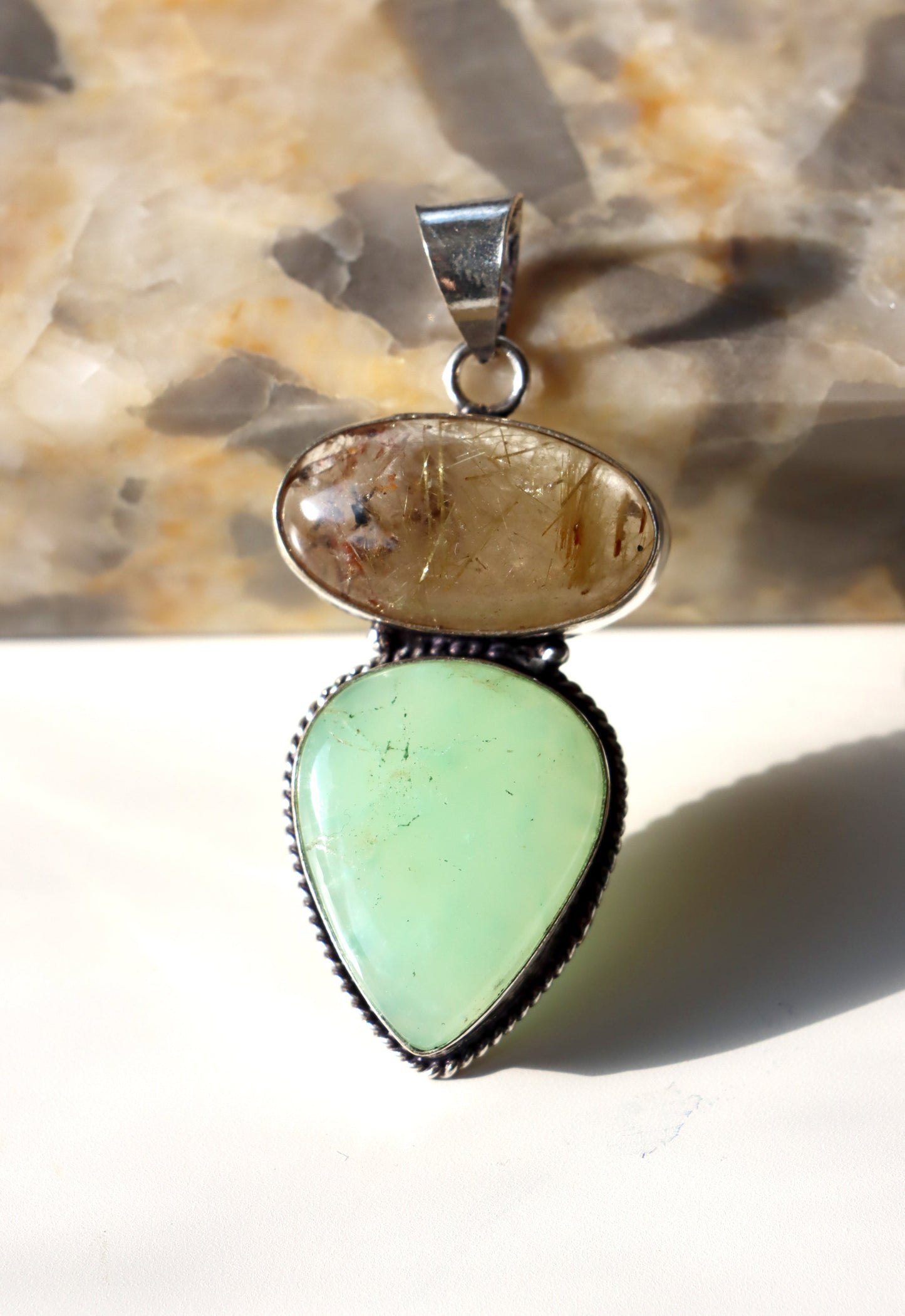 Přívěšek rutil v křišťálu chryzopras - Supreme Panthers