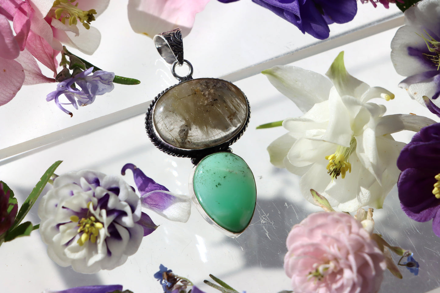 Přívěšek rutil v křišťálu chryzopras - Supreme Panthers