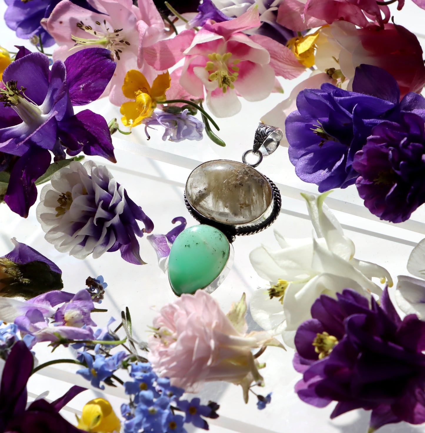 Přívěšek rutil v křišťálu chryzopras - Supreme Panthers