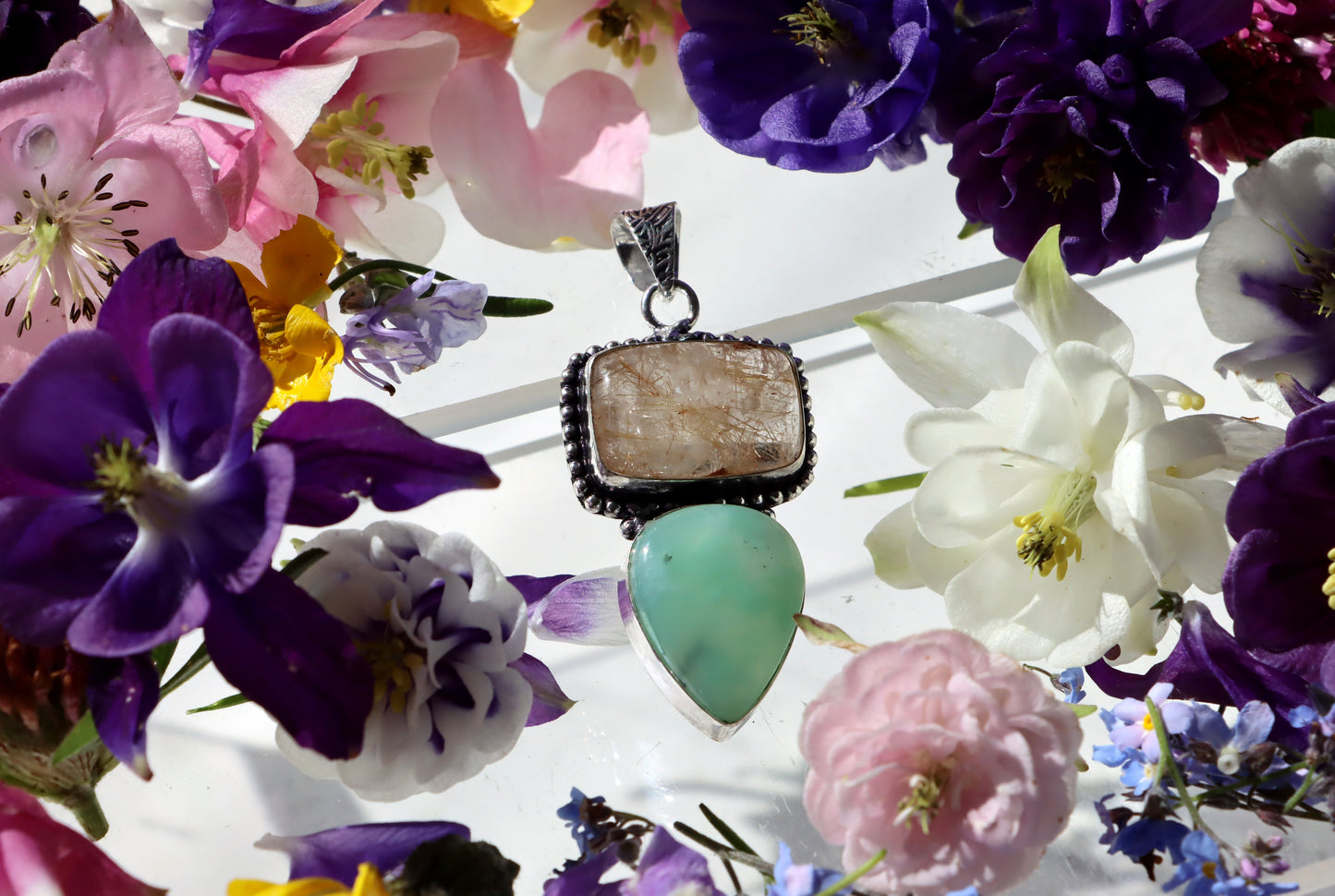 Přívěšek rutil v křišťálu chryzopras - Supreme Panthers