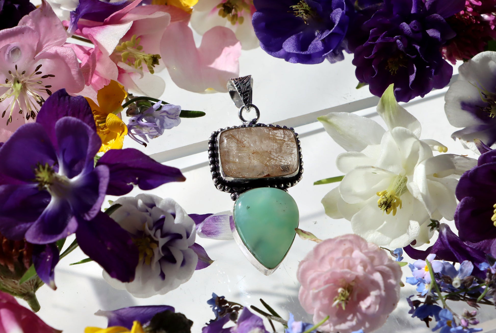 Přívěšek rutil v křišťálu chryzopras - Supreme Panthers