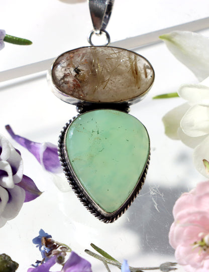 Přívěšek rutil v křišťálu chryzopras - Supreme Panthers