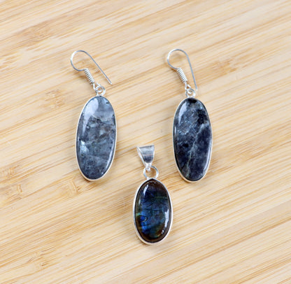 Set přívěšek náušnice labradorit - Supreme Panthers