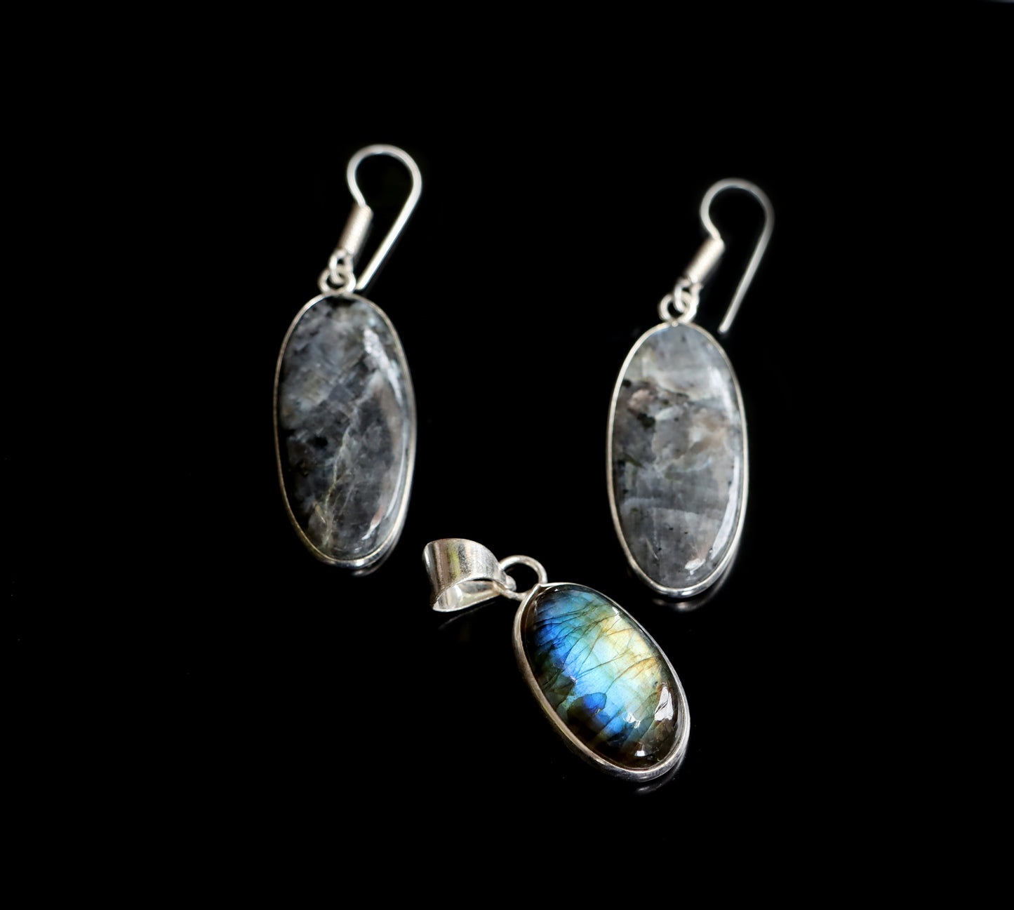 Set přívěšek náušnice labradorit - Supreme Panthers