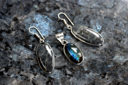 Set přívěšek náušnice labradorit - Supreme Panthers