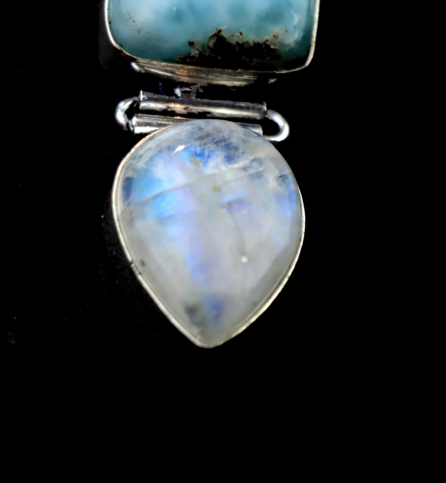 Set (řetízek, dvoudílný přívěsek) – larimar a měsíční kámen „Luna Borealis“ - Supreme Panthers
