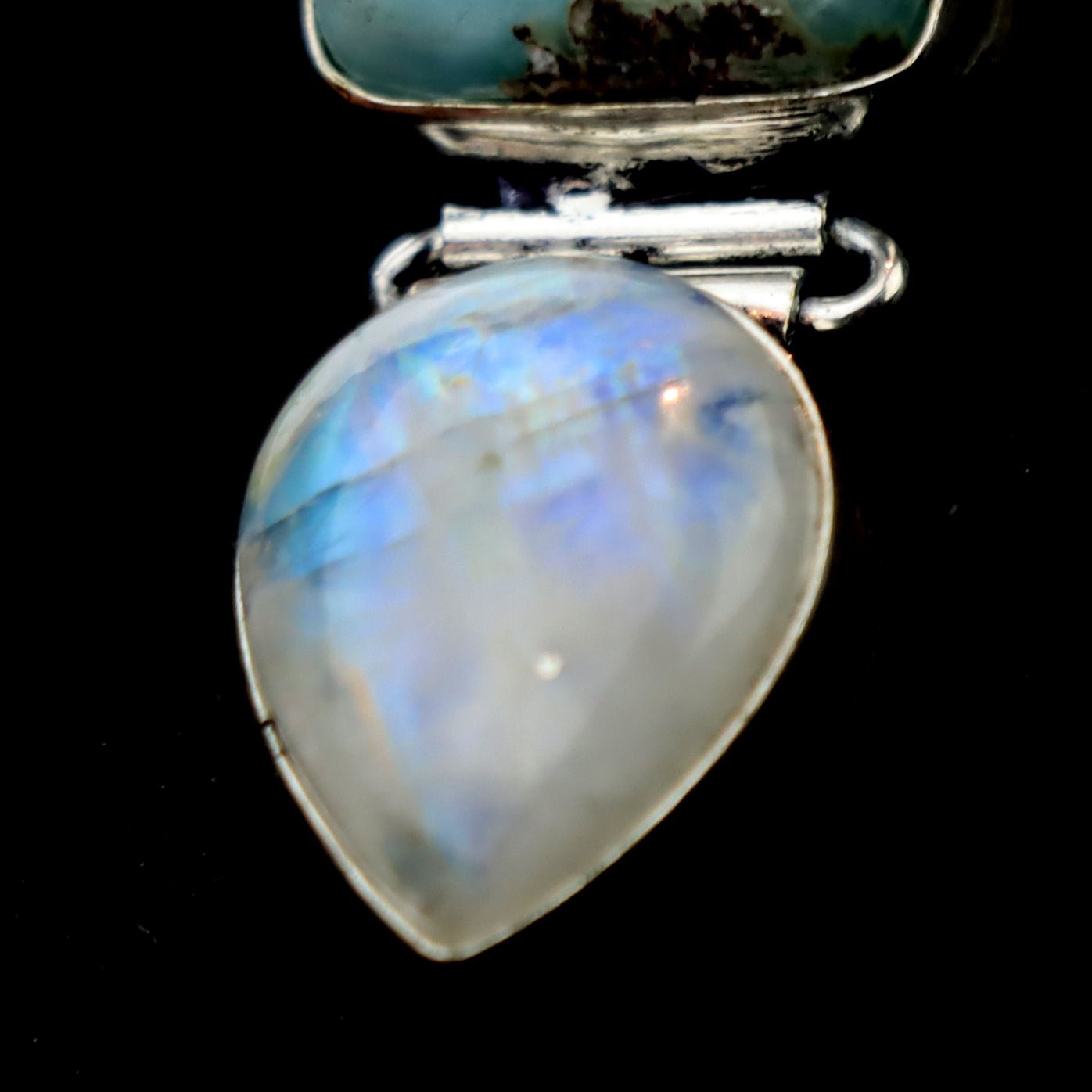 Set (řetízek, dvoudílný přívěsek) – larimar a měsíční kámen „Luna Borealis“ - Supreme Panthers